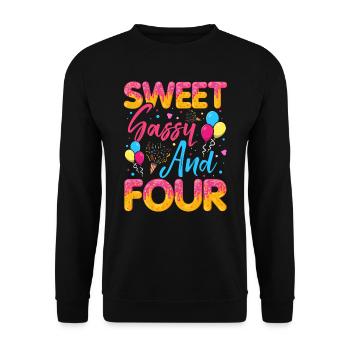 Sweet Sassy et quatre saupoudrages délicieux beignet - Sweat-shirt Unisexe - noir - Devant - Alina (178cm) & Michal (187cm)