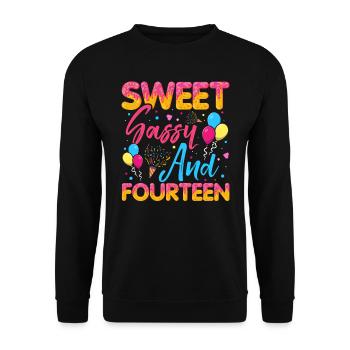 Sweet Sassy And Fourteen Sprinkles Delicious - Unisex Pullover - Schwarz - Vorne - Alina (178cm) & Michal (187cm)