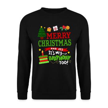 Frohe Weihnachten Und Ja, Ich Habe Auch - Unisex Pullover - Schwarz - Vorne - Alina (178cm) & Michal (187cm)