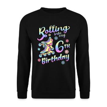 Rouler dans mon 6e anniversaire Roller Skater Inline - Sweat-shirt Unisexe - noir - Devant - Alina (178cm) & Michal (187cm)