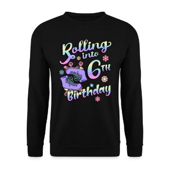 Rolling Into 6. Geburtstag Quad Skater - Unisex Pullover - Schwarz - Vorne - Alina (178cm) & Michal (187cm)