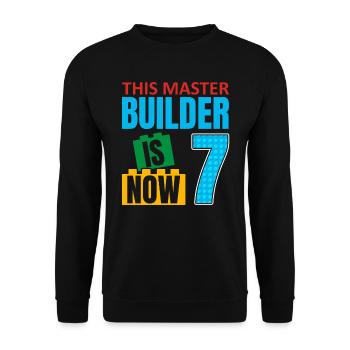 This Builder Is Now 7, Toy Blocks 7. - Unisex Sweatshirt - black - Front - Alina (178cm) & Michal (187cm)