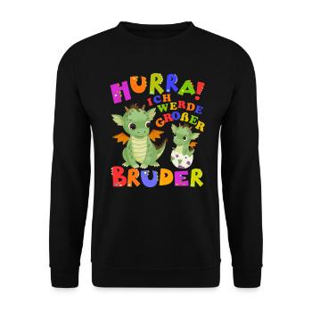 Hurra! Ich Werde Großer Bruder Cute Dragon Baby - Unisex Pullover - Schwarz - Vorne - Alina (178cm) & Michal (187cm)