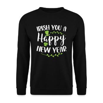 Irish You Happy New Year Green Shamrock - Unisex Sweatshirt - black - Front - Alina (178cm) & Michal (187cm)