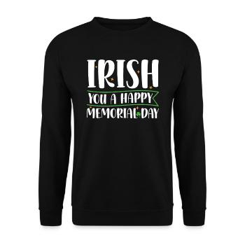 Irish You Happy Memorial Day Green Shamrock - Unisex Sweatshirt - black - Front - Alina (178cm) & Michal (187cm)