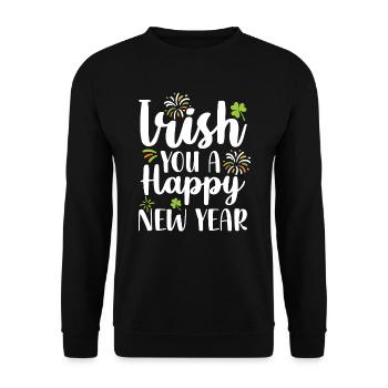 Irish You A Happy New Year Green Cloverleaf - Unisex Sweatshirt - black - Front - Alina (178cm) & Michal (187cm)