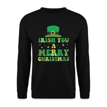 Irish You Merry Christmas - Unisex Sweatshirt - black - Front - Alina (178cm) & Michal (187cm)