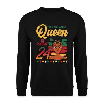 Diese Melanin-königin Ist Jetzt 24, 24 Jahre - Unisex Pullover - Schwarz - Vorne - Alina (178cm) & Michal (187cm)