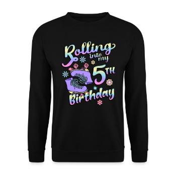 Rouler dans mon patineur quad de 5e anniversaire - Sweat-shirt Unisexe - noir - Devant - Alina (178cm) & Michal (187cm)
