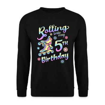 Rolling Into My 5th Birthday Roller Skater Inline - Unisex Sweatshirt - black - Front - Alina (178cm) & Michal (187cm)