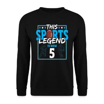 Cette légende du sport a maintenant 5 ans, le rugby à XV 5. - Sweat-shirt Unisexe - noir - Devant - Alina (178cm) & Michal (187cm)