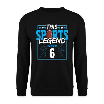 Cette légende sportive a maintenant 6 ans, le rugby à XV 6. - Sweat-shirt Unisexe - noir - Devant - Alina (178cm) & Michal (187cm)
