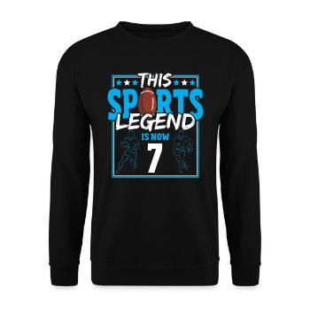 Cette légende sportive a maintenant 7 ans, le rugby à XV 7. - Sweat-shirt Unisexe - noir - Devant - Alina (178cm) & Michal (187cm)