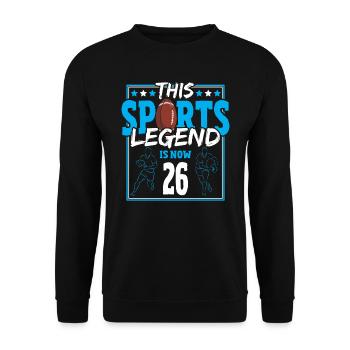 Cette légende du sport a maintenant 26 ans, le rugby à XV 26. - Sweat-shirt Unisexe - noir - Devant - Alina (178cm) & Michal (187cm)