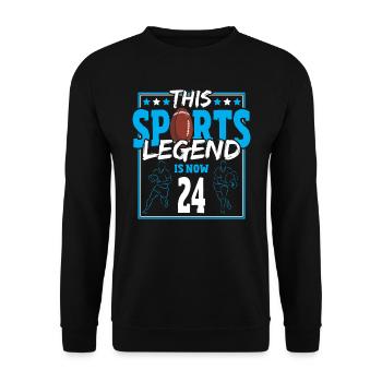 Cette légende du sport a maintenant 24 ans, le rugby à XV 24. - Sweat-shirt Unisexe - noir - Devant - Alina (178cm) & Michal (187cm)