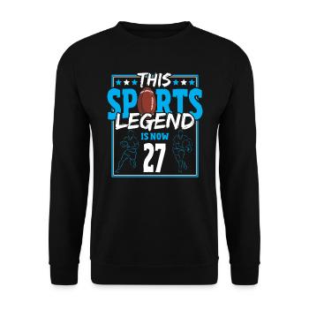Cette légende du sport a maintenant 27 ans, le rugby à XV 27. - Sweat-shirt Unisexe - noir - Devant - Alina (178cm) & Michal (187cm)