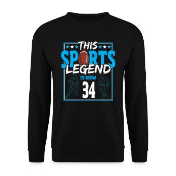 Cette légende du sport a maintenant 34 ans, le rugby à XV 34. - Sweat-shirt Unisexe - noir - Devant - Alina (178cm) & Michal (187cm)