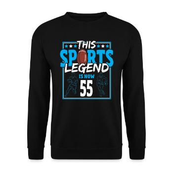 Cette légende sportive a maintenant 55 ans, le rugby à XV 55. - Sweat-shirt Unisexe - noir - Devant - Alina (178cm) & Michal (187cm)