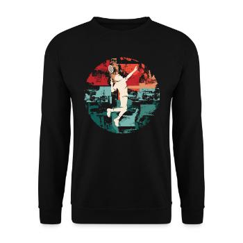 Badminton player Vintage badminton player - Unisex Sweatshirt - black - Front - Alina (178cm) & Michal (187cm)