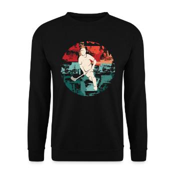 Floorball Player Vintage Floorball Floorballer - Unisex Sweatshirt - black - Front - Alina (178cm) & Michal (187cm)
