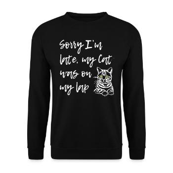 Sorry Cat Was On Lap - Unisex Pullover - Schwarz - Vorne - Alina (178cm) & Michal (187cm)