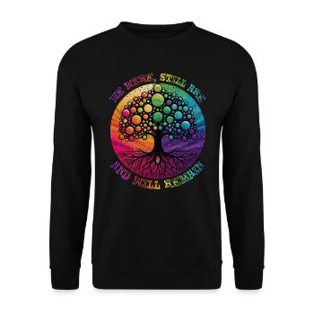 NOUS ÉTIONS, SOMMES TOUJOURS, ET RESTERONS LGBTQIA+ - Sweat-shirt Unisexe - noir - Devant - Alina (178cm) & Michal (187cm)