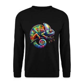 CAMÉLÉON VIBRANT : LE CHEF-D’ŒUVRE ARTISTIQUE DE LA NATURE - Sweat-shirt Unisexe - noir - Devant - Alina (178cm) & Michal (187cm)