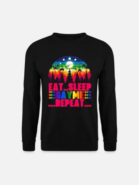 Eat Sleep Gayme Repeat: Retro Gaming Pride Design - Unisex Sweatshirt - black