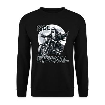 Ride Eternal: Die Quest des Skelett-Bikers - Unisex Pullover - Schwarz - Vorne - Alina (178cm) & Michal (187cm)