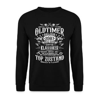 Oldtimer Baujahr 2007 Geburtstag Geschenk - Unisex Pullover - Schwarz - Vorne - Alina (178cm) & Michal (187cm)