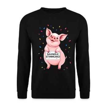 Stimmung Konfetti Karneval Party geil Silvester - Unisex Pullover - Schwarz - Vorne - Alina (178cm) & Michal (187cm)