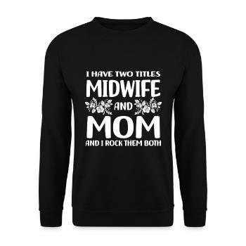 Hebammen Geschenke | Hebamme Geburtshelfer Geburt - Unisex Pullover - Schwarz - Vorne - Alina (178cm) & Michal (187cm)