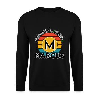 Marcus - Unisex Pullover - Schwarz - Vorne - Alina (178cm) & Michal (187cm)