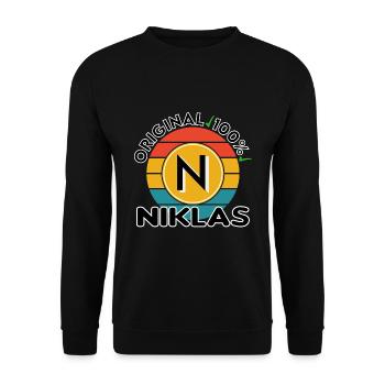 Niklas - Unisex Pullover - Schwarz - Vorne - Alina (178cm) & Michal (187cm)
