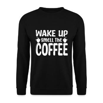 Wake Up Smell The Coffee - Coffee Saying - Unisex Sweatshirt - black - Front - Alina (178cm) & Michal (187cm)