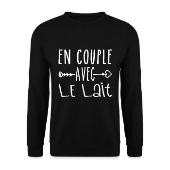 En Couple avec Lait, cadeau Fans de Lait - Sweat-shirt Unisexe - noir - Devant - Alina (178cm) & Michal (187cm)