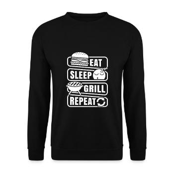 Funny BBQ Barbeque Grill Shirt Gift - Unisex Sweatshirt - black - Front - Alina (178cm) & Michal (187cm)