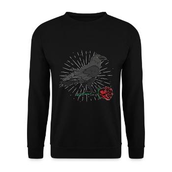 Wikinger Mythologie Geschenk Rose Rabe Krähe - Unisex Pullover - Schwarz - Vorne - Alina (178cm) & Michal (187cm)