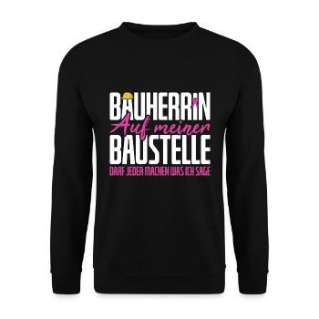 Bauherrin Meine Baustelle Richtfest - Unisex Pullover - Schwarz - Vorne - Alina (178cm) & Michal (187cm)