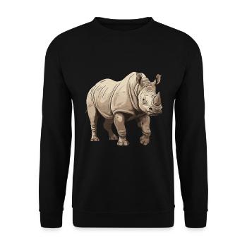 Rhinoceros Animal - Unisex Sweatshirt - black - Front - Alina (178cm) & Michal (187cm)