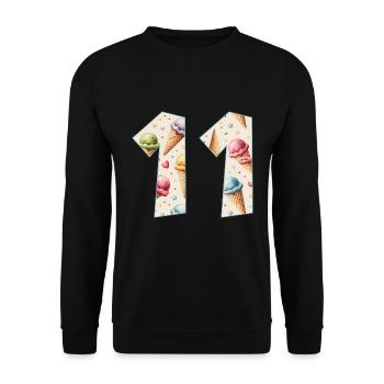 EISCREME NUMMER 11 JAHRE EIS 11. GEBURTSTAG - Unisex Pullover - Schwarz - Vorne - Alina (178cm) & Michal (187cm)