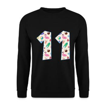 VACANCES NUMÉRO 11 ANS ÉTÉ 11ÈME ANNIVERSAIRE - Sweat-shirt Unisexe - noir - Devant - Alina (178cm) & Michal (187cm)