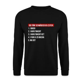 Die Fünf Schwäbischen Zeiten - Schwabe schwäbisch - Unisex Pullover - Schwarz - Vorne - Alina (178cm) & Michal (187cm)