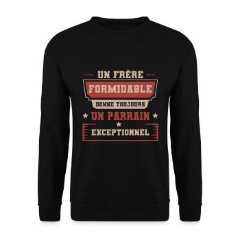 Un frère formidable donne un parrain exceptionnel - Sweat-shirt Unisexe - noir - Devant - Alina (178cm) & Michal (187cm)