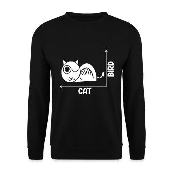 Drôle de chat ou d’oiseau Illusion d’optique Une philosophie - Sweat-shirt Unisexe - noir - Devant - Alina (178cm) & Michal (187cm)