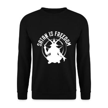 Satanism Proverbs | Satanist Horror Gifts - Unisex Sweatshirt - black - Front - Alina (178cm) & Michal (187cm)