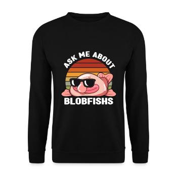 Blobfisch | Fische Aquaristik Blobfische Geschenke - Unisex Pullover - Schwarz - Vorne - Alina (178cm) & Michal (187cm)