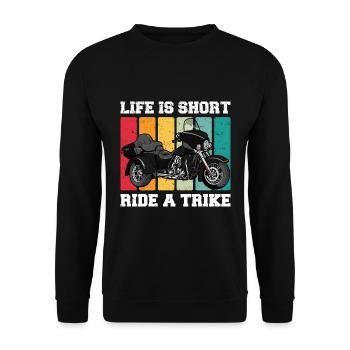 Trike Echte Männer - Triker Trikes Motorrad - Unisex Pullover - Schwarz - Vorne - Alina (178cm) & Michal (187cm)