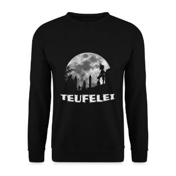 Teufelei rote Teufel Lautern Fußball Geschenk - Unisex Pullover - Schwarz - Vorne - Alina (178cm) & Michal (187cm)