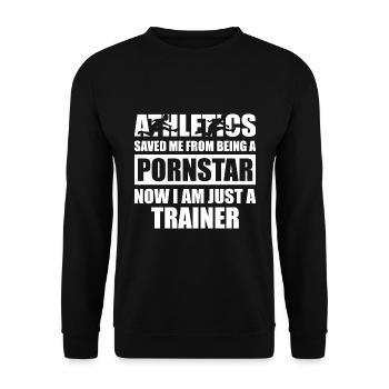 Athletics Athletics Pornstar Athlete Saying - Unisex Sweatshirt - black - Front - Alina (178cm) & Michal (187cm)